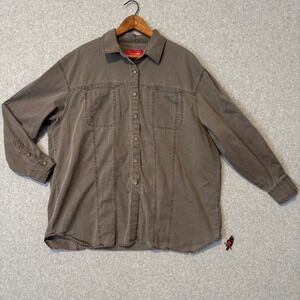 Vtg Venezia Jeans Womens 18/20 Button Down Denim Shirt Long Sleeve Gray Chambray